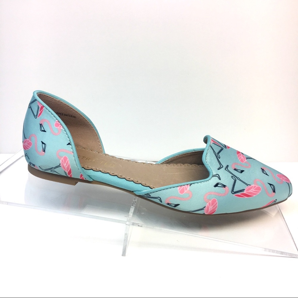 Flamingo Print D’Orsay Flats Rounded Toe